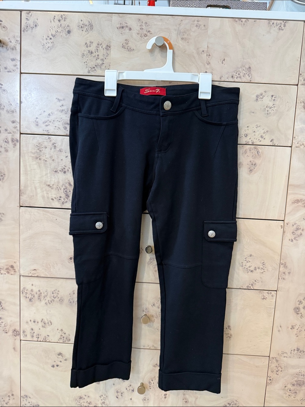 Seven Black Cargo Capri Trousers